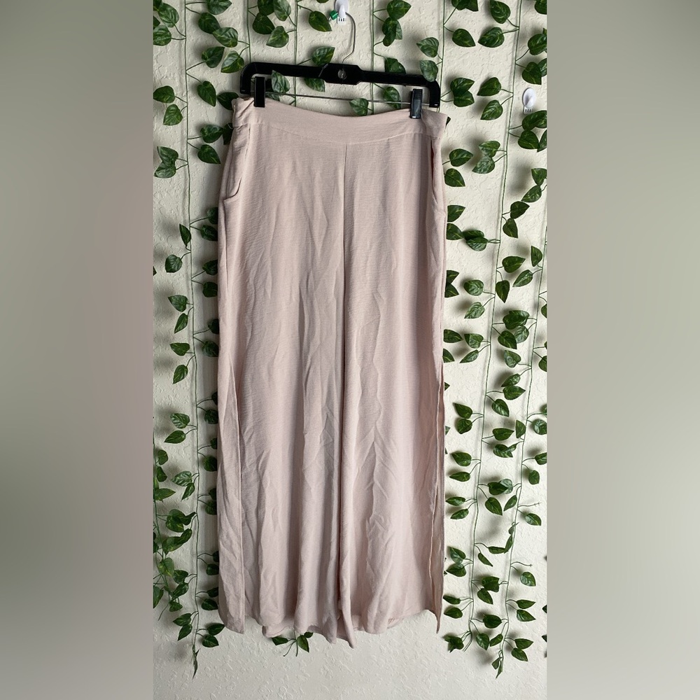 Elegant Cream Women's High Waisted Pants
